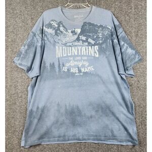 Kerusso Graphic T-Shirt Women 2X Blue Christian Mountain Amos 4:13 Relaxed Fit